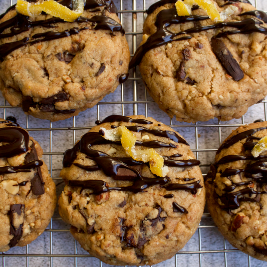 Vegan Almond Candied Lemon Chocolate Chunk Cookies