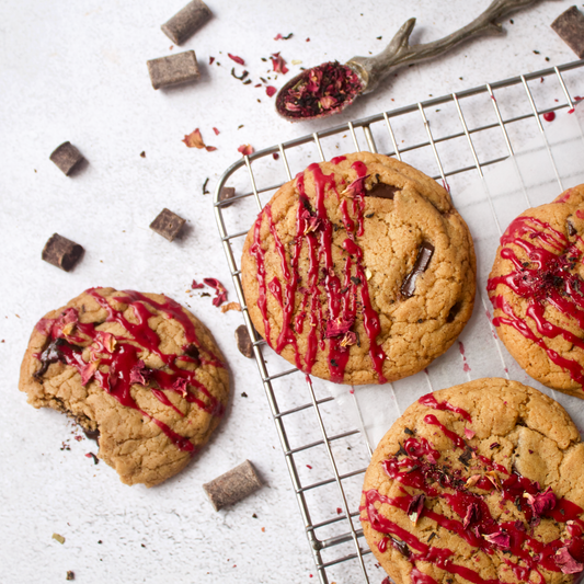 Vegan Rose Chai Chocolate Chunk Cookies