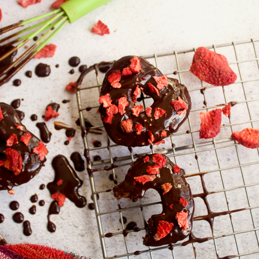 Vegan Strawberry Ganache Cake Donuts