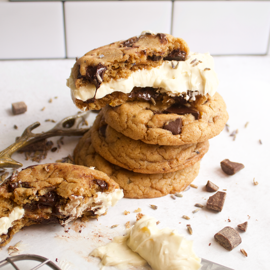 Vegan Lavender Chocolate Chip Cream Pies